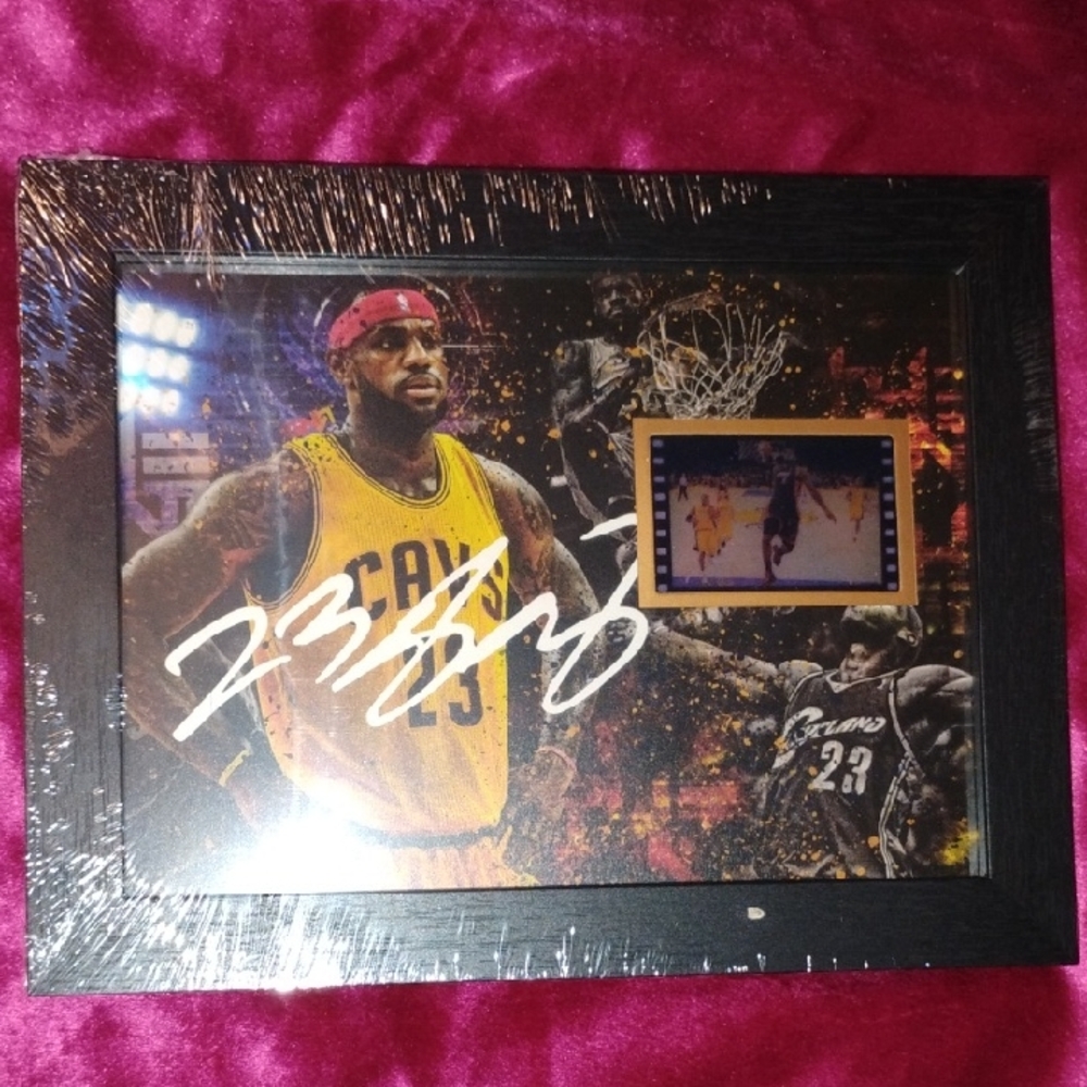 Framed Lebron Basketball Shot With Film Cutout, New